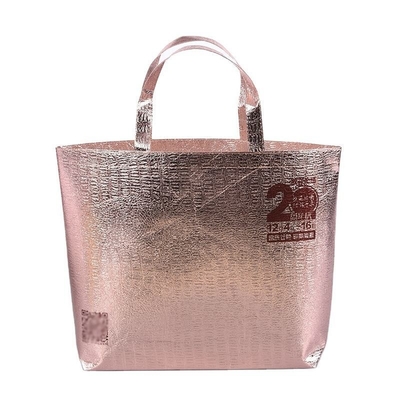 Sacs d'emballage non tissés à stratification portable pour l'épicerie et le matériau PP écologique en or rose