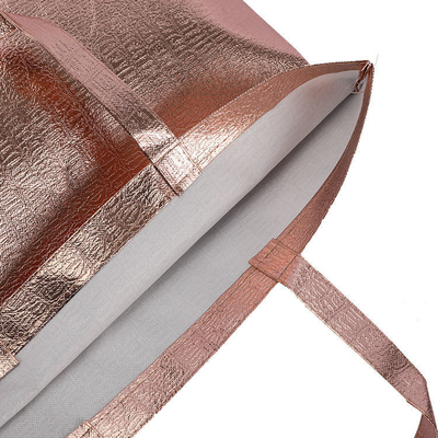 Sacs d'emballage non tissés à stratification portable pour l'épicerie et le matériau PP écologique en or rose
