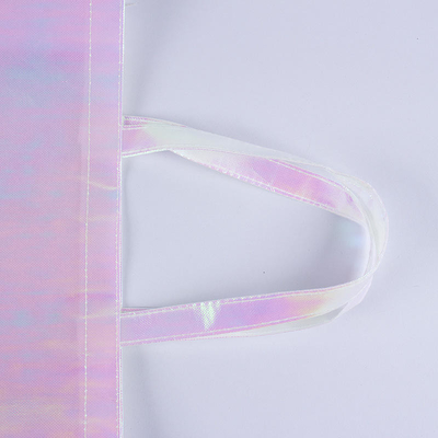 Logo personnalisé de l'exposition Sac à main rose holographique non tissé pour cadeau de mariage