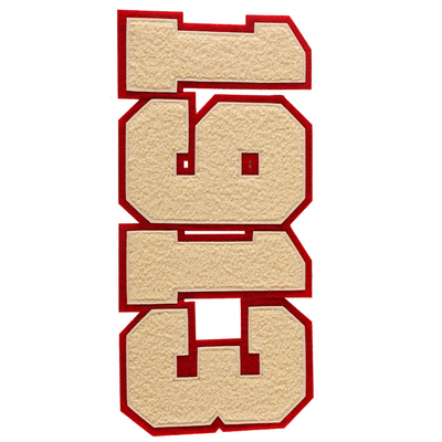 Couleurs PANTONE Fer sur les lettres de chenille Patches pour les vêtements Patches de broderies