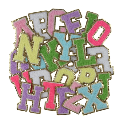 L'or rose bordure de fer sur la réparation de l'adhésif Alphabets Applications de couture avec tissu Twill 3D
