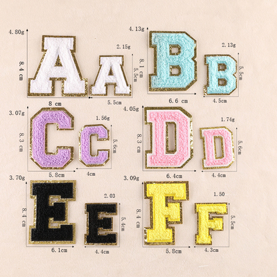 8 cm patchs de lettres de chenille ensemble d'alphabet pour les vêtements