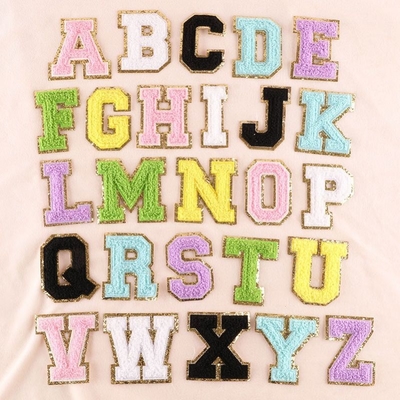8 cm patchs de lettres de chenille ensemble d'alphabet pour les vêtements