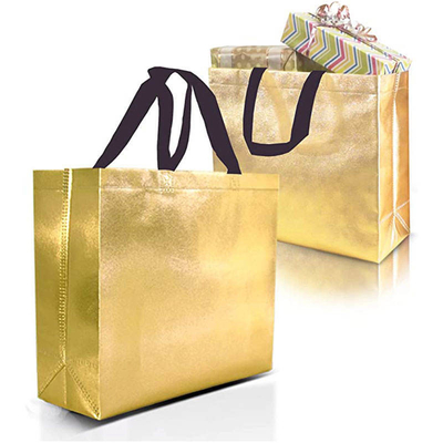Sac de magasinage non tissé en métal d'argent, conception holographique personnalisée et couleurs Pantone