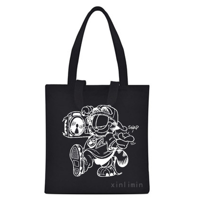 Couleur personnalisée Cartoon écologique mode sac à main imprimé pour les achats des femmes