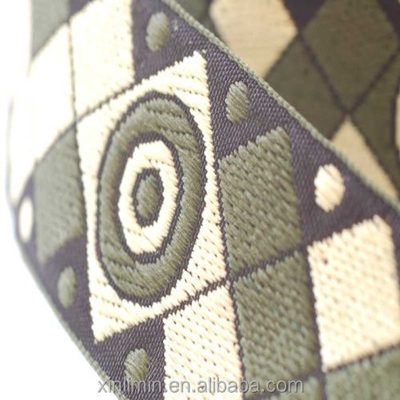 Tissu en coton 100% design personnalisé double face Jacquard dentelle ethnique bordure de ruban