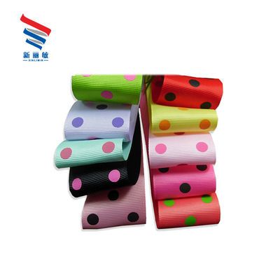 100% polyester personnalisé imprimé Polka Dots Grosgrain ruban avec largeur selon votre demande