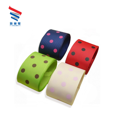 100% polyester personnalisé imprimé Polka Dots Grosgrain ruban avec largeur selon votre demande