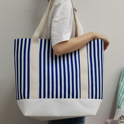Sac à épaule à rayures, sac à main, toile, idéal pour les affaires