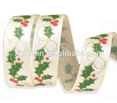 Couleur solide personnalisé écran de soie imprimé Logo cadeau emballage double face ruban satiné