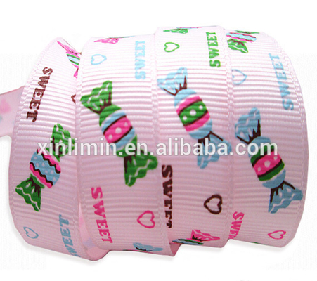 Ruban d'emballage avec logo imprimé sur mesure largeur 3 mm-100 mm type de tissu satiné/grain