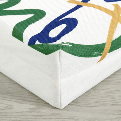Sac de magasinage en toile de couleur personnalisé de grande capacité avec conception et logo du visage souriant