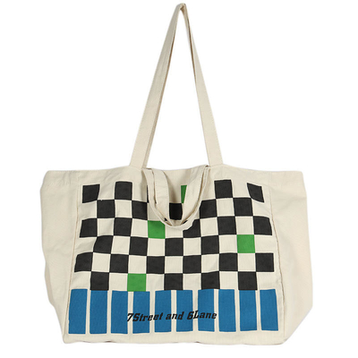 Logo personnalisé Sac en toile d'échecs lourd pour le contraste de couleurs à la mode