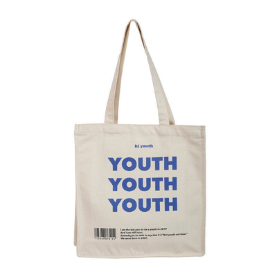 Logo personnalisé imprimé sur toile réutilisable Sacs de coton avec poche intérieure
