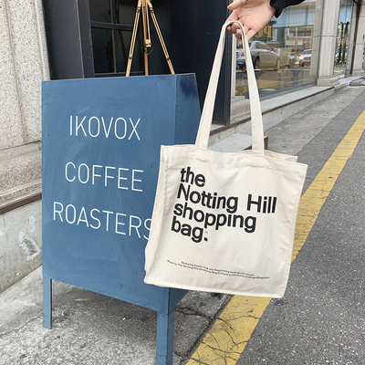 Logo personnalisé imprimé sur toile réutilisable Sacs de coton avec poche intérieure