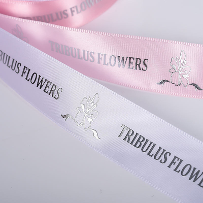 1 pouce rubans satin personnalisés Impression de logo coloré avec ornementation en feuille d'or