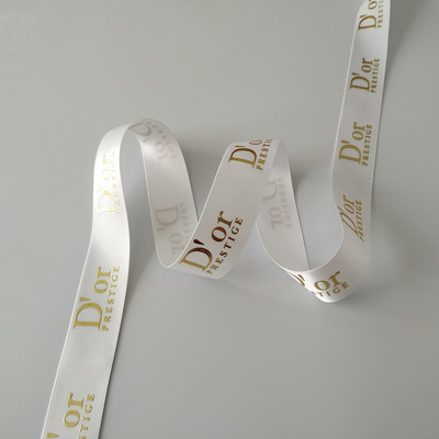 Accepté par l'OEM en papier d'or personnalisé imprimé en 3D avec logo polyester ruban satiné pour emballage cadeau