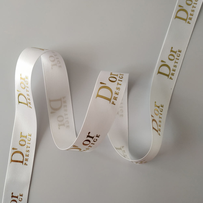 Accepté par l'OEM en papier d'or personnalisé imprimé en 3D avec logo polyester ruban satiné pour emballage cadeau