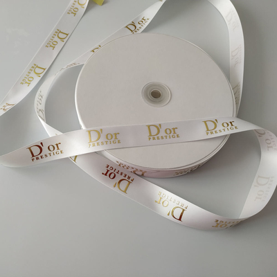 Accepté par l'OEM en papier d'or personnalisé imprimé en 3D avec logo polyester ruban satiné pour emballage cadeau