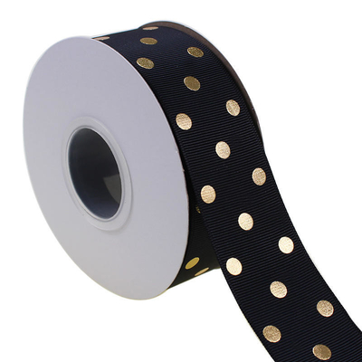 Accepté OEM 1.5 pouces personnalisé imprimé en feuille d'or Polka Dot Grosgrain Ruban 38mm pour l'enveloppe de cheveux arc / cadeau