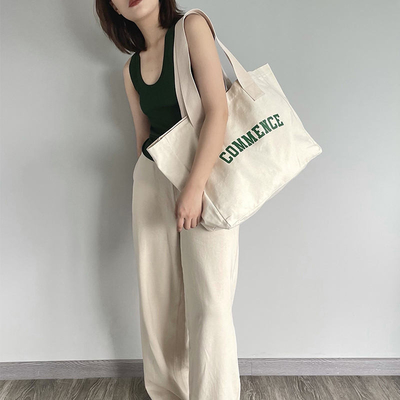 Sacs à main en toile de grande taille écologique pour le shopping Logo personnalisé et OEM / ODM Acceptable