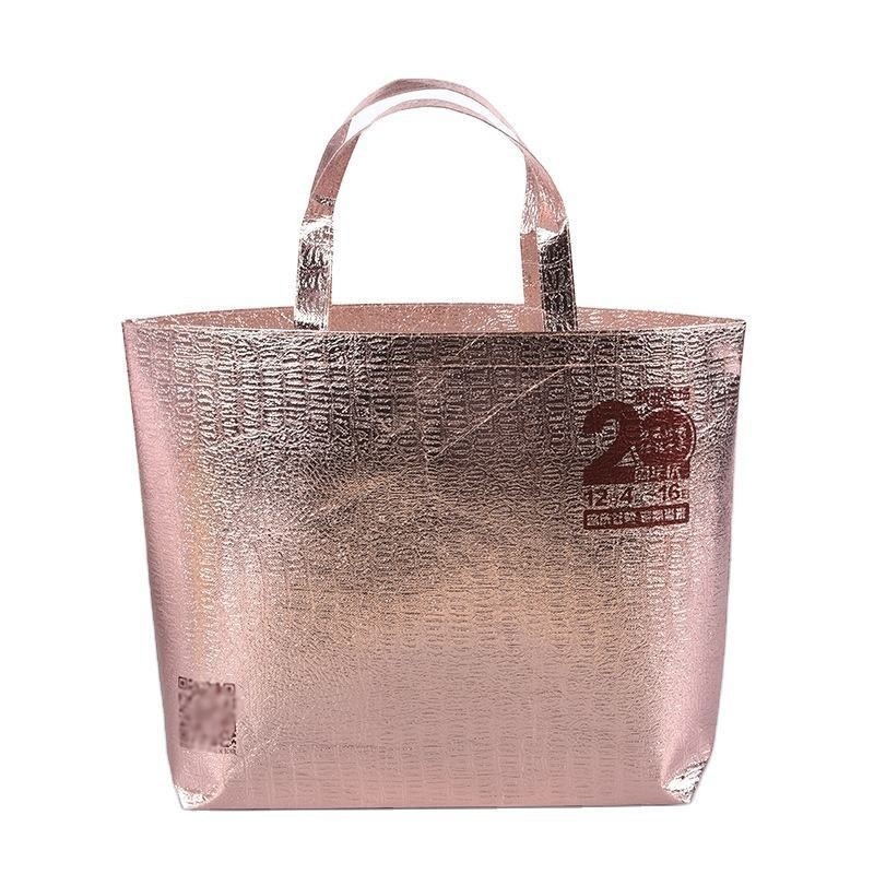 Sacs d'emballage non tissés à stratification portable pour l'épicerie et le matériau PP écologique en or rose