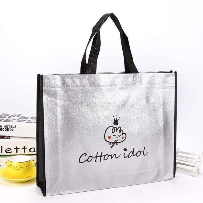 Sac en tissu non tissé imprimé sur mesure LOGO Laser Film métallique sac à dos pour foulards châles