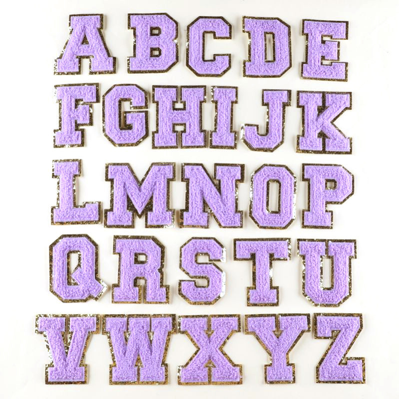 8 cm patchs de lettres de chenille ensemble d'alphabet pour les vêtements