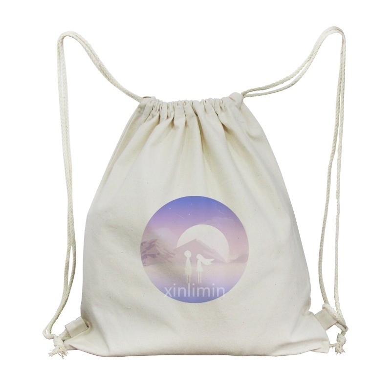 Logo personnalisé Sac à main en coton biologique en coton recyclé Sac en toile de coton Sac à corde
