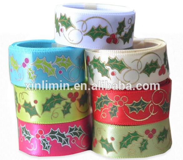 Couleur solide personnalisé écran de soie imprimé Logo cadeau emballage double face ruban satiné