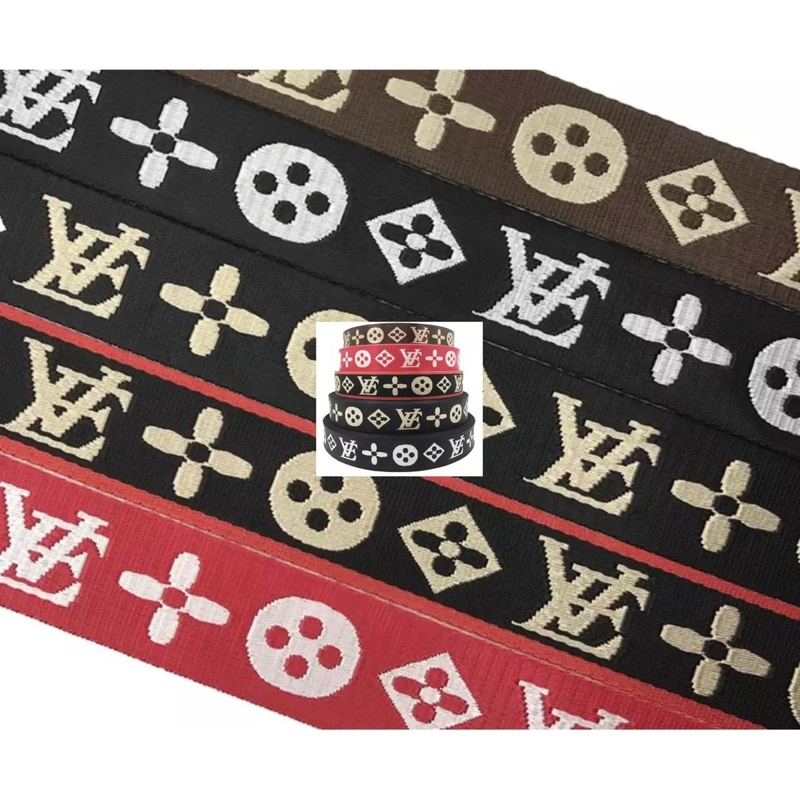 Logo personnalisé tissé Jacquard Strap Webbing en noir pour 38mm Nylon Shoulder Strap
