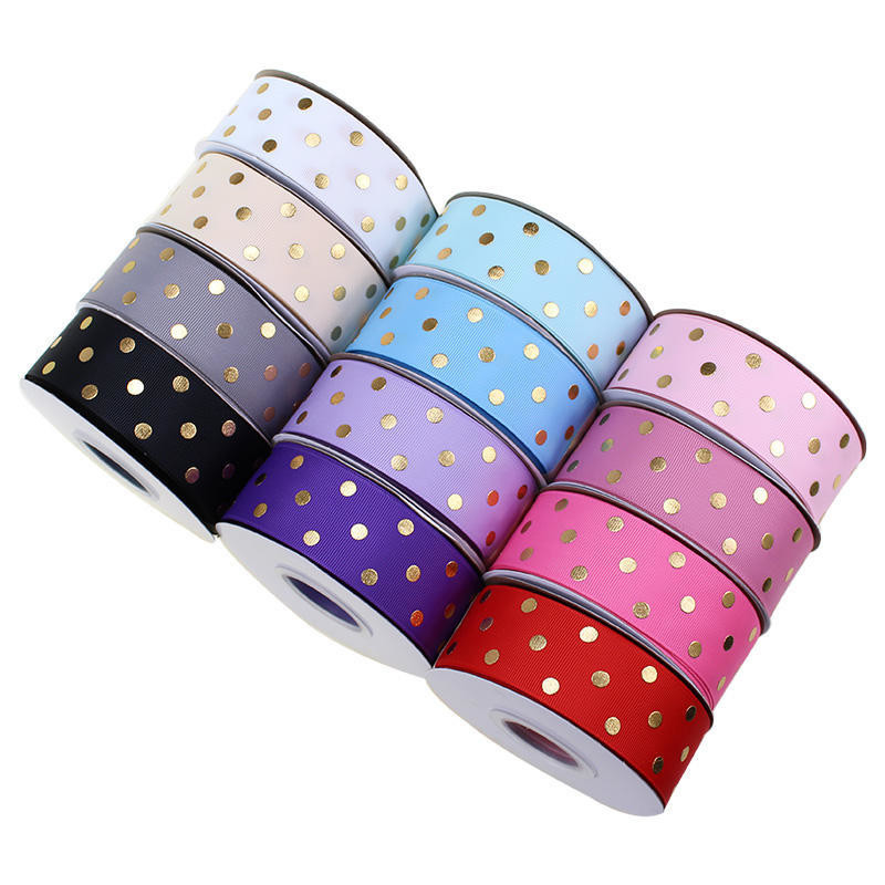 Accepté OEM 1.5 pouces personnalisé imprimé en feuille d'or Polka Dot Grosgrain Ruban 38mm pour l'enveloppe de cheveux arc / cadeau