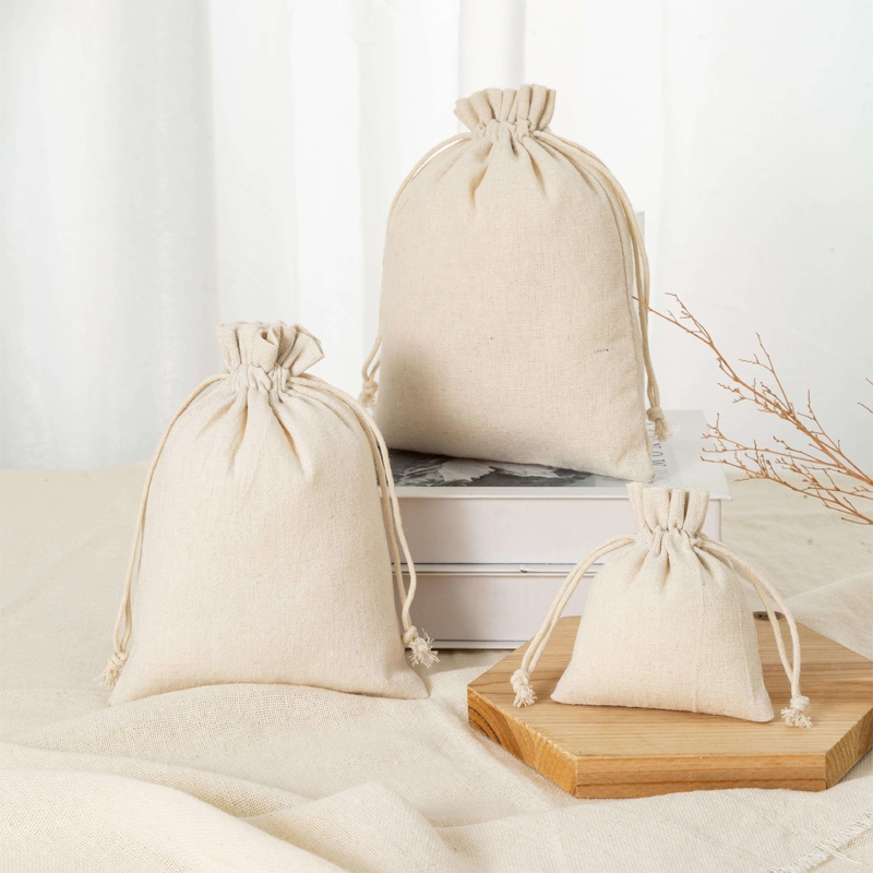 Logo personnalisé Eco-friendly Luxe Sac en coton doux pour l'organisation de bijoux durables